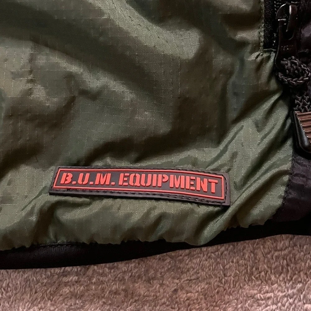 B.U.M. Equipment Vintage Mens Utility Vest Green Black Nylon Mesh Lined Medium
